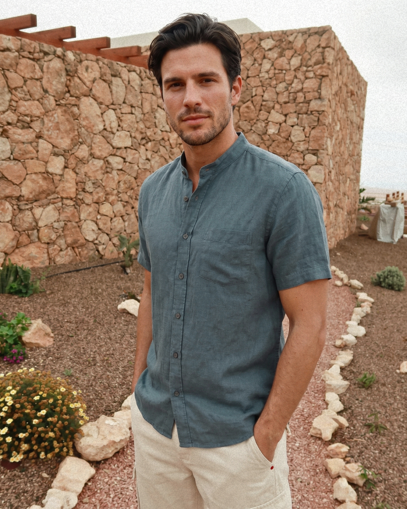 Marine Mao Shirt - Marine Teal