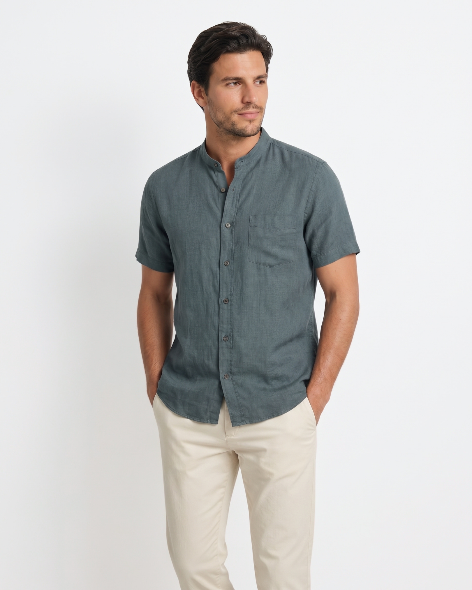 Marine Mao Shirt - Marine Teal