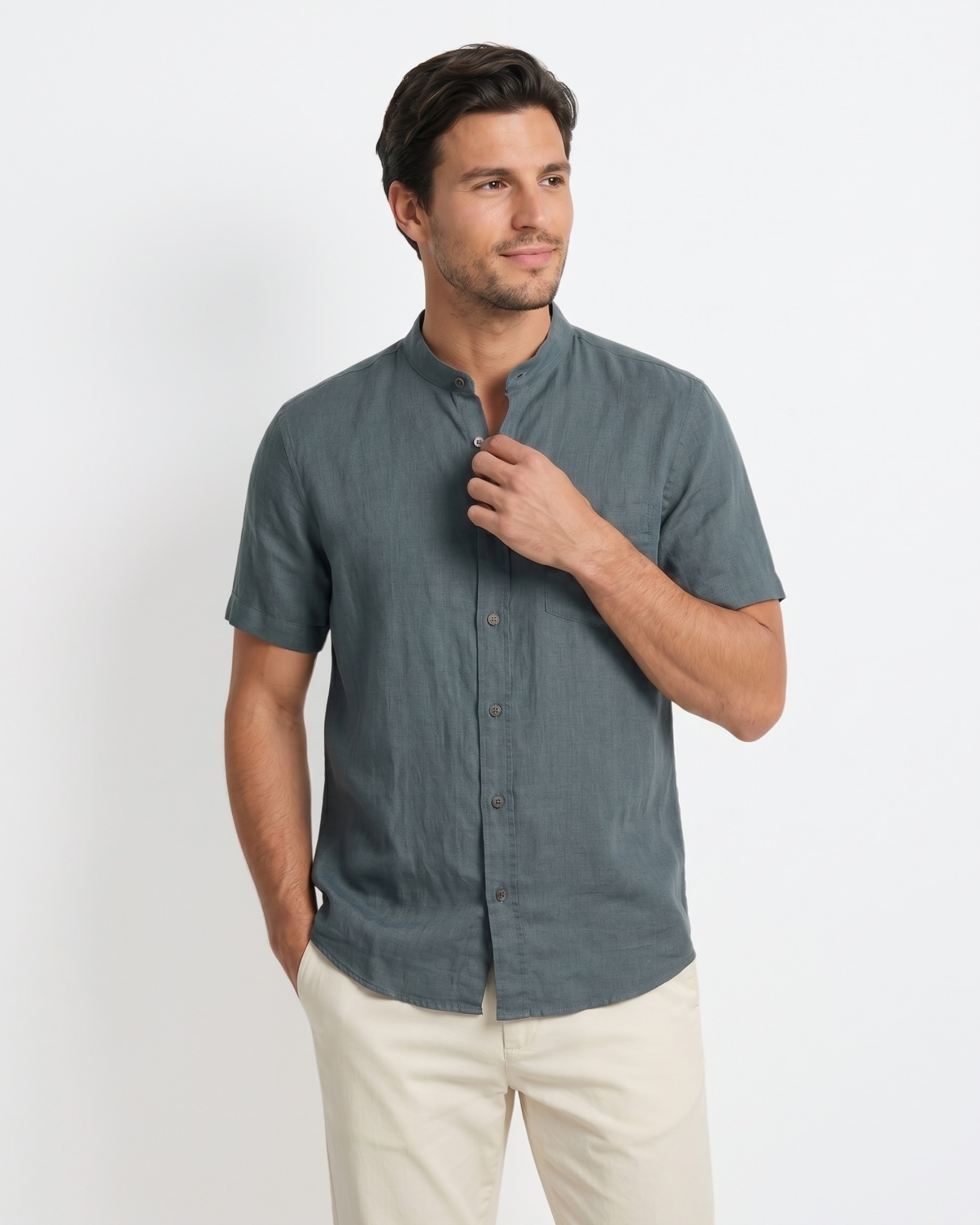 Marine Mao Shirt - Marine Teal