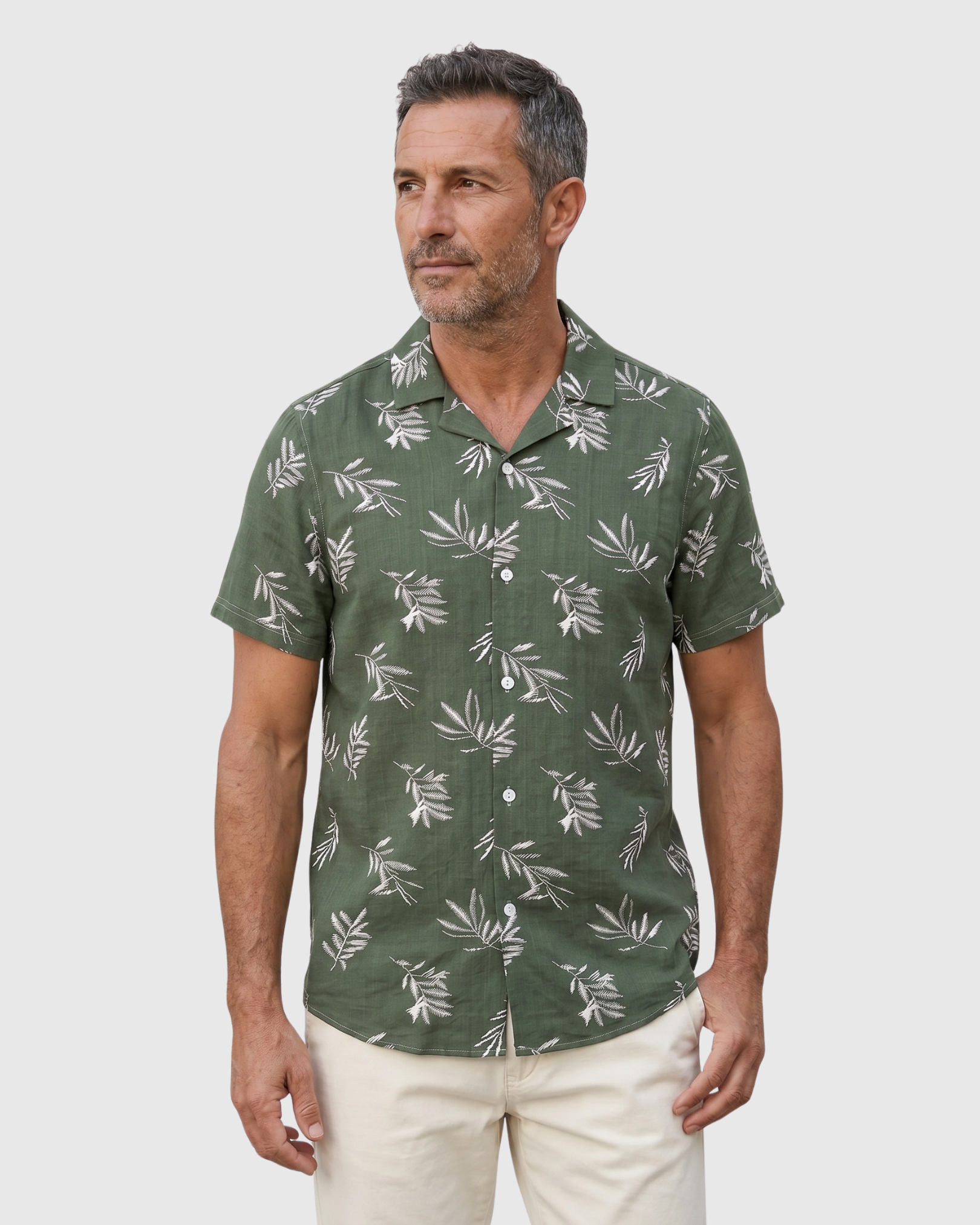 Deep Leaf Shirt - Sage Green Leaf