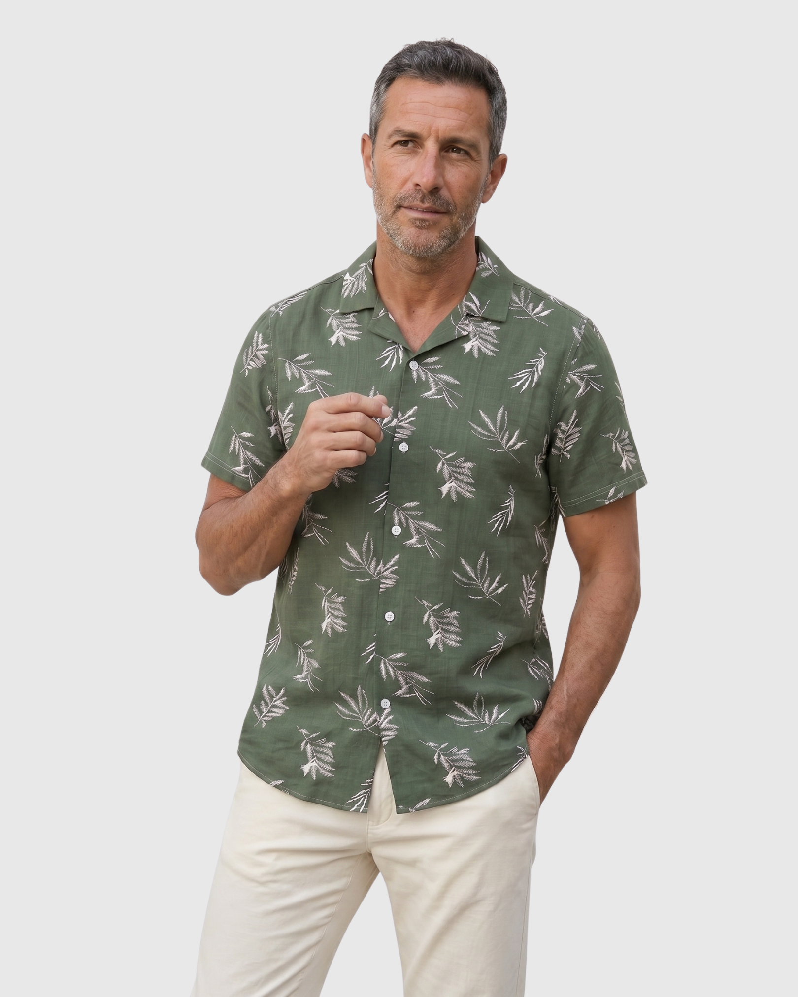 Deep Leaf Shirt - Sage Green Leaf