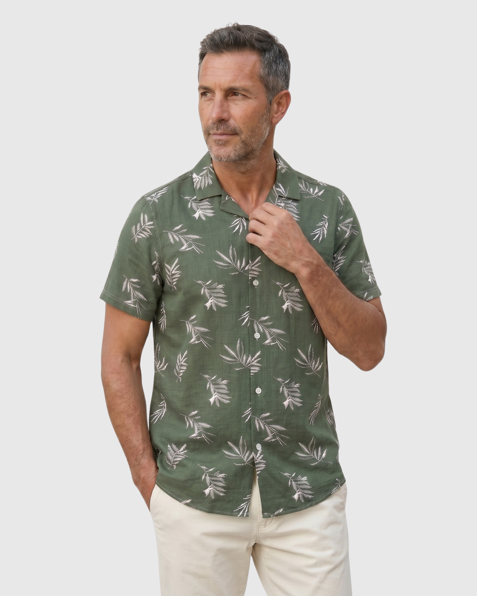 Deep Leaf Shirt - Sage Green Leaf