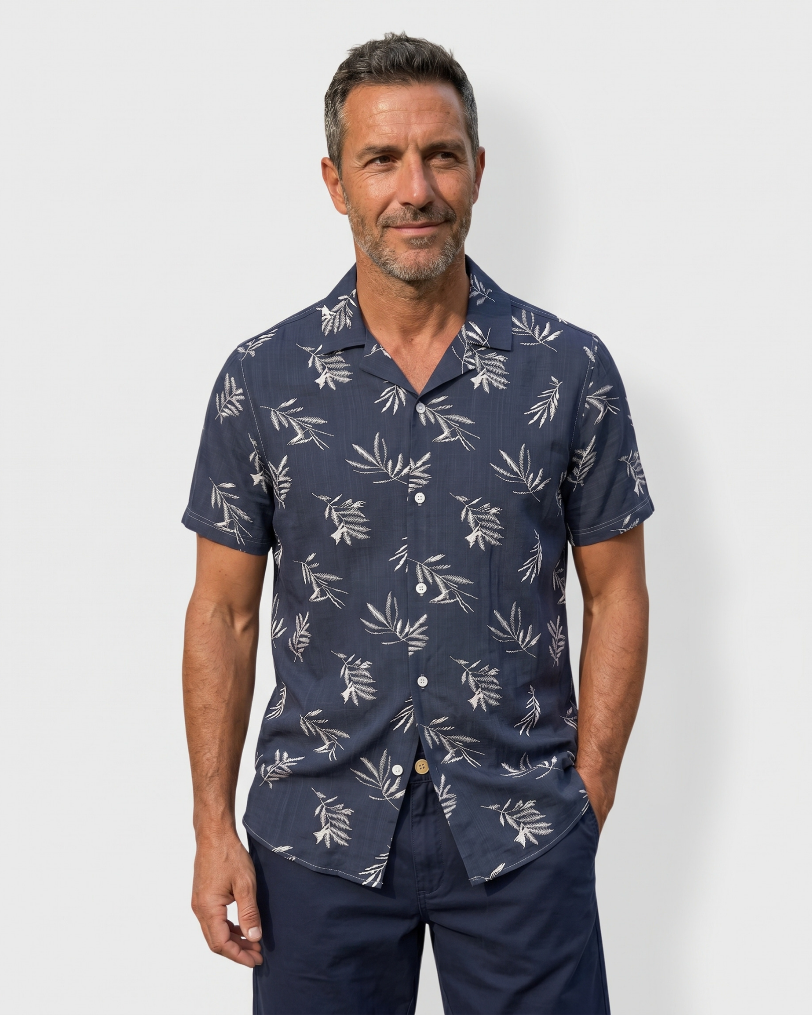 Deep Leaf Shirt - Deep Navy Leaf
