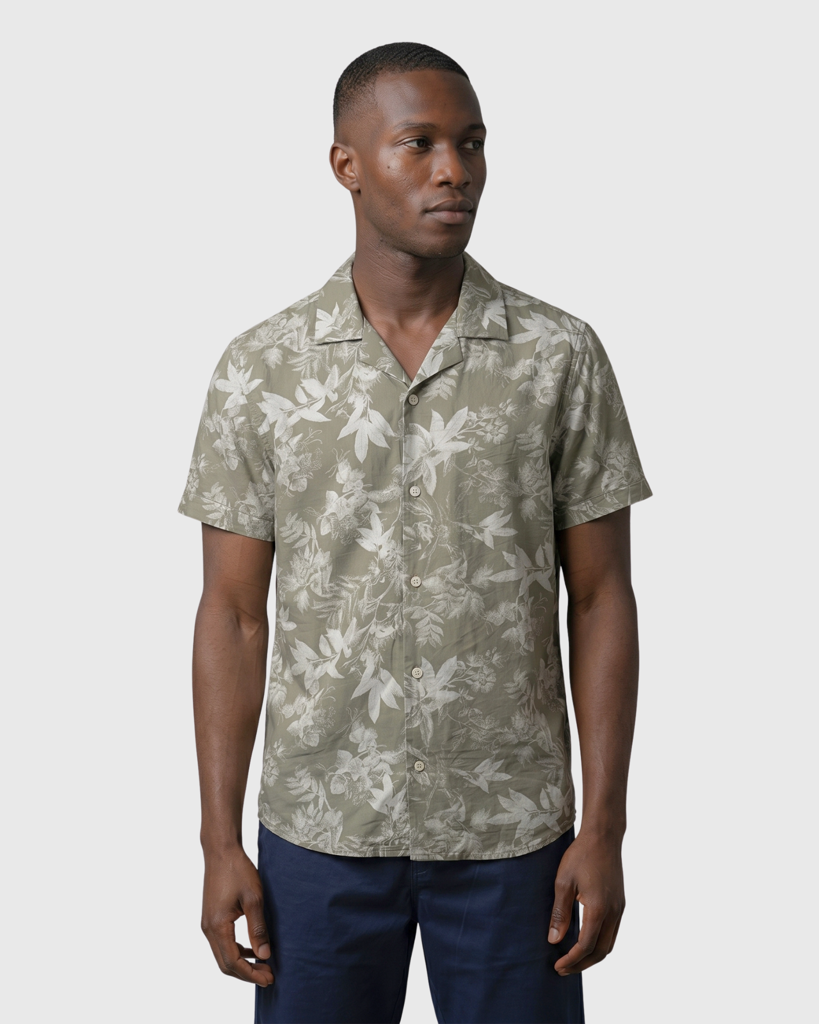 Azzurro Botanical Shirt - Ash Floral