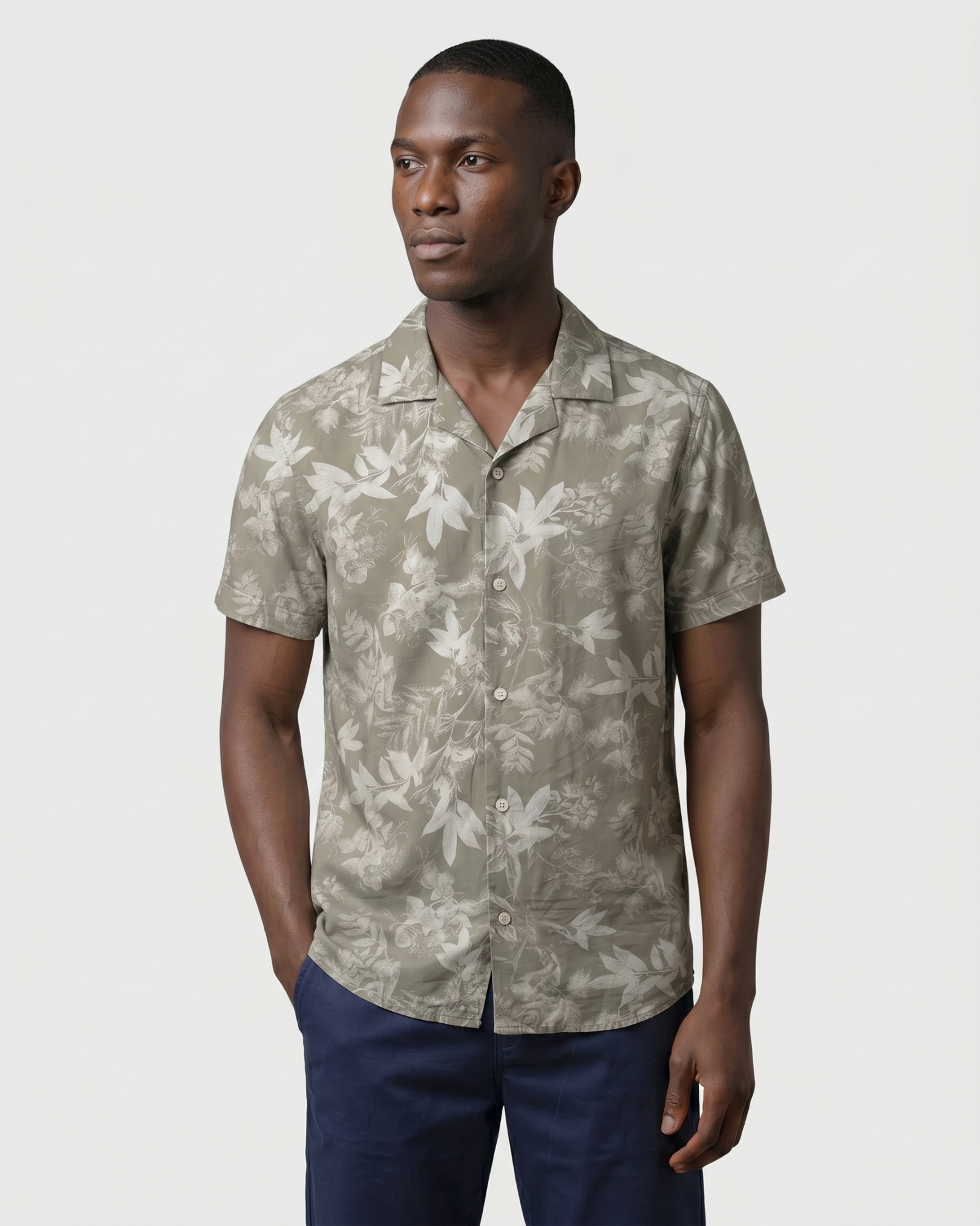 Azzurro Botanical Shirt - Ash Floral