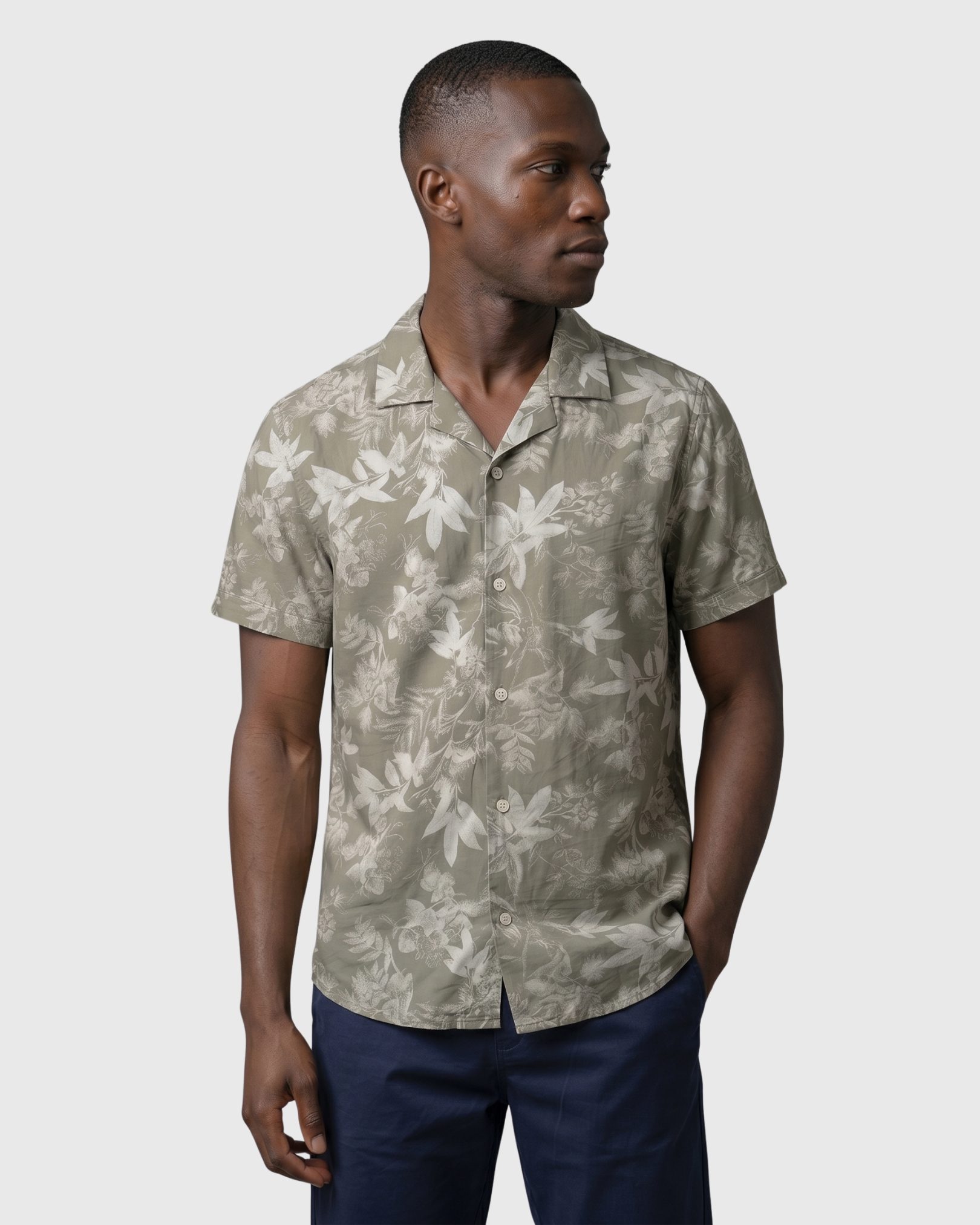 Azzurro Botanical Shirt - Ash Floral