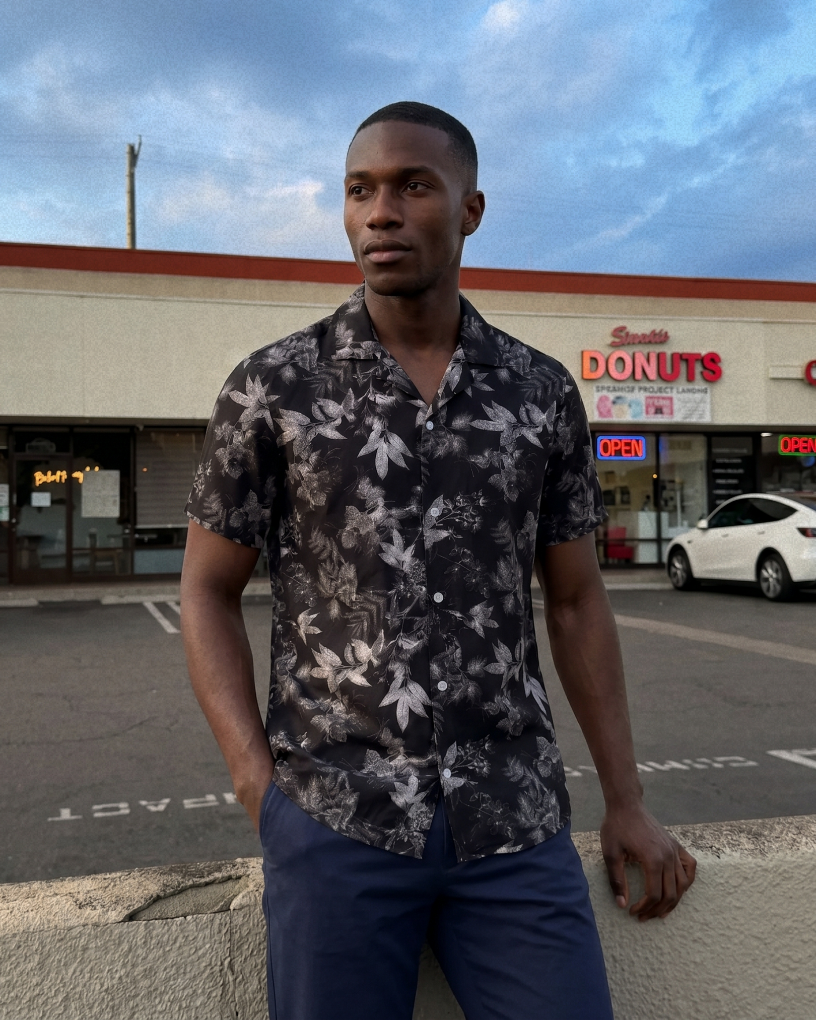 Azzurro Botanical Shirt - Midnight Botanica