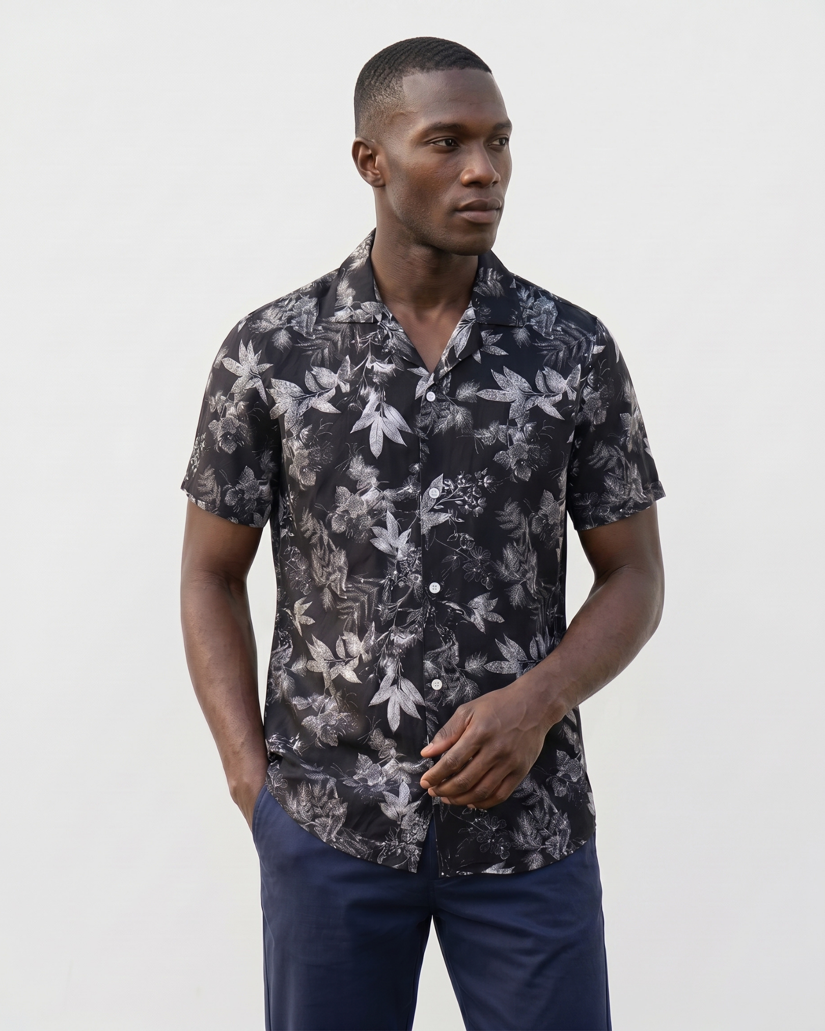 Azzurro Botanical Shirt - Midnight Botanica