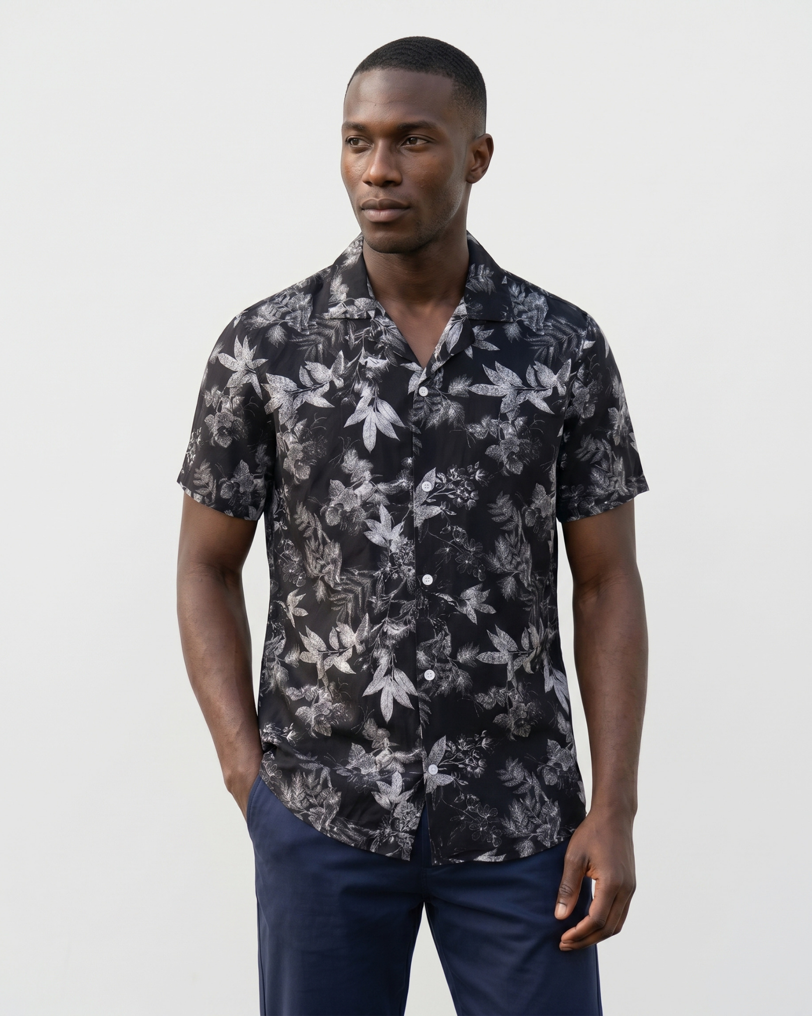 Azzurro Botanical Shirt - Midnight Botanica