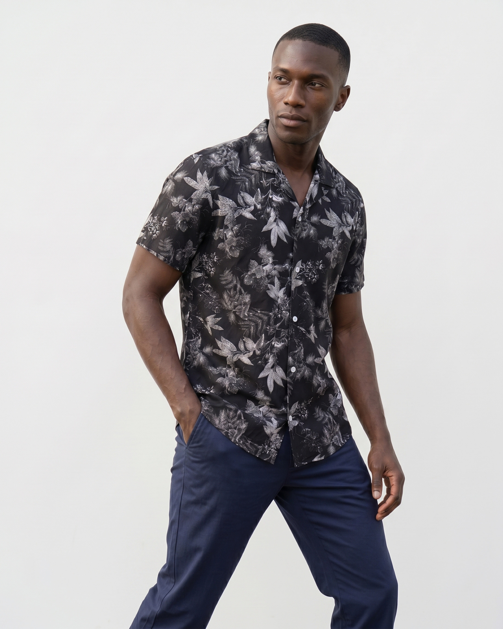 Azzurro Botanical Shirt - Midnight Botanica