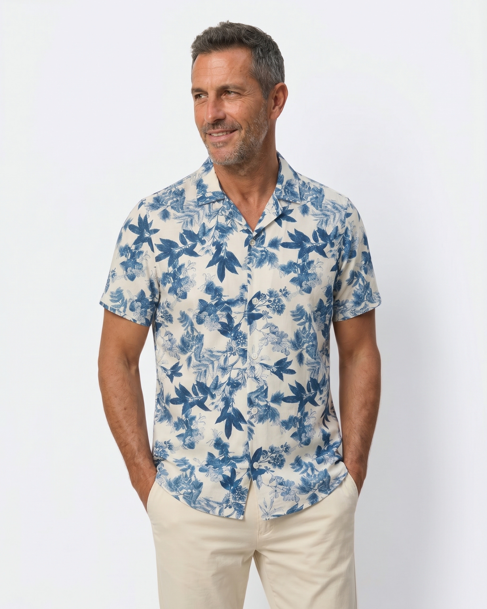 Azzurro Botanical Shirt - Azurro Blue