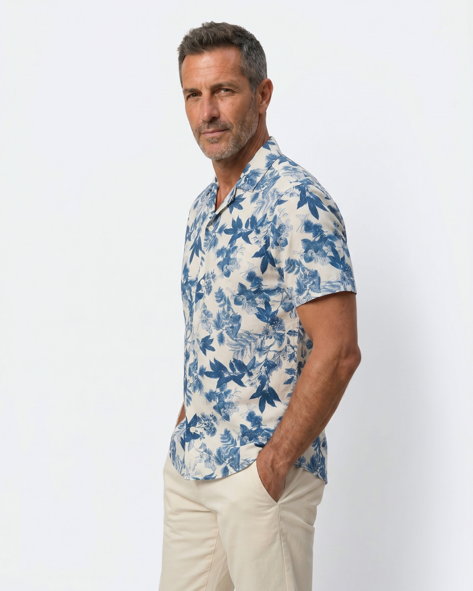 Azzurro Botanical Shirt - Azurro Blue