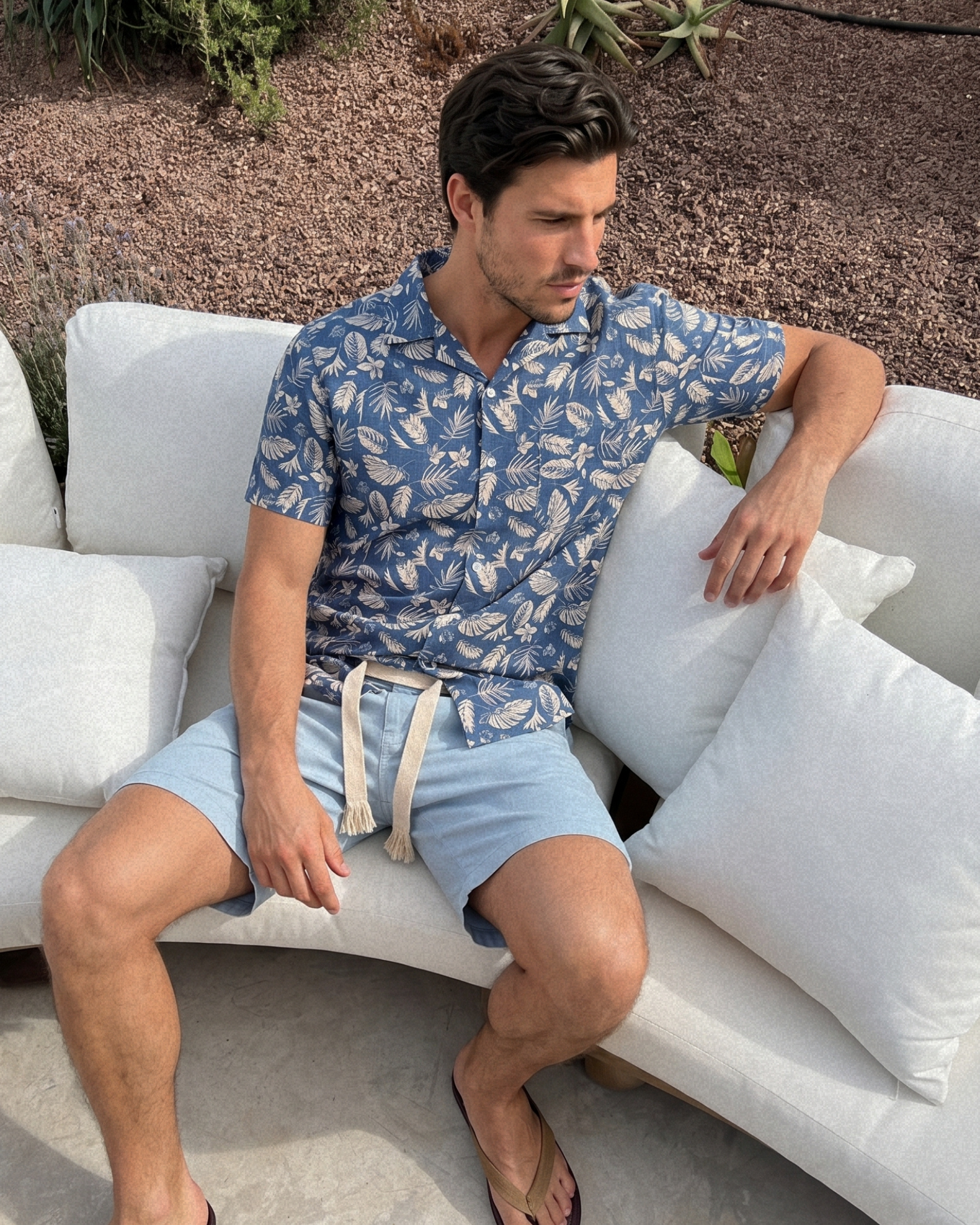 Monochrome Jungle Shirt -Navy Jungle