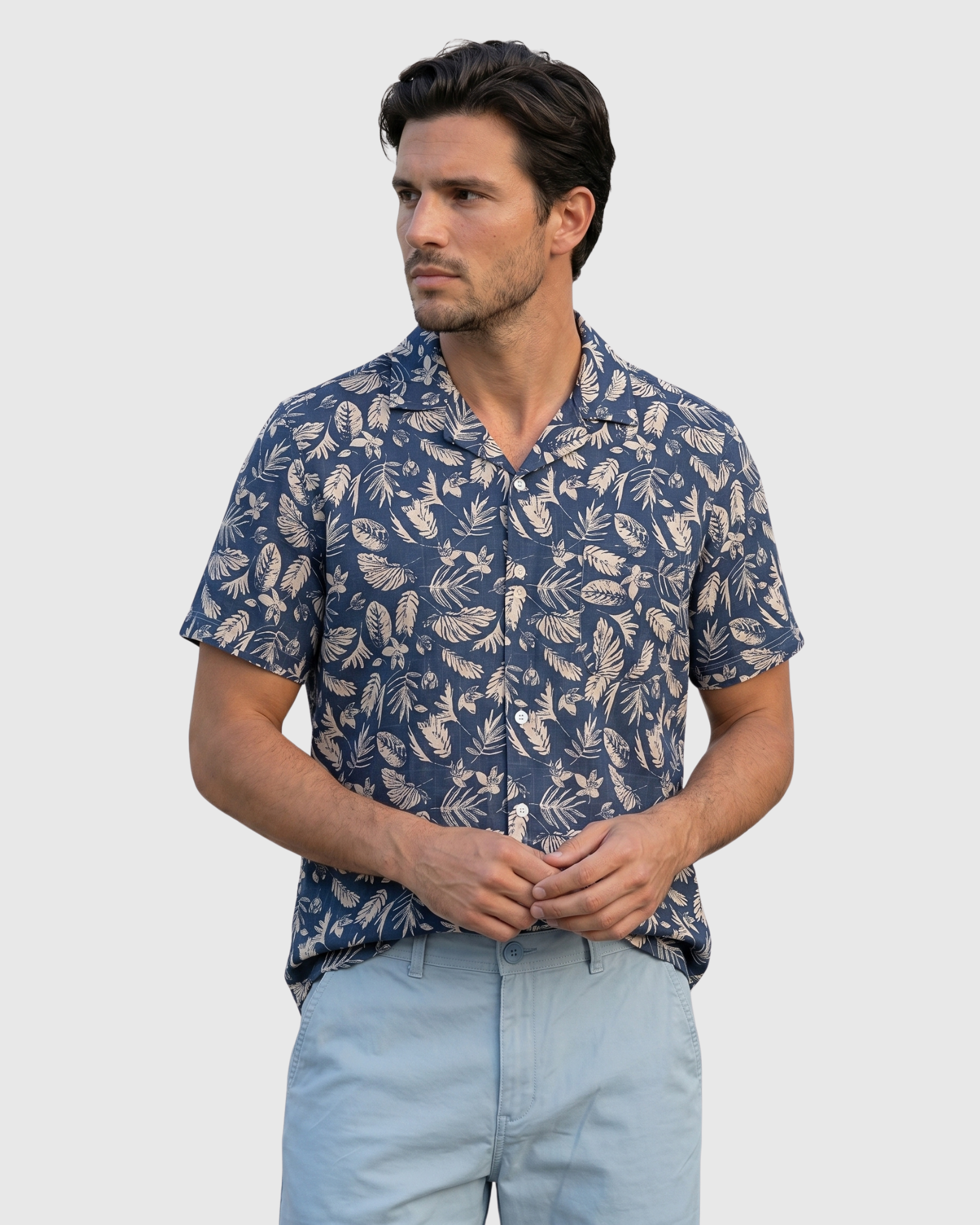 Monochrome Jungle Shirt -Navy Jungle