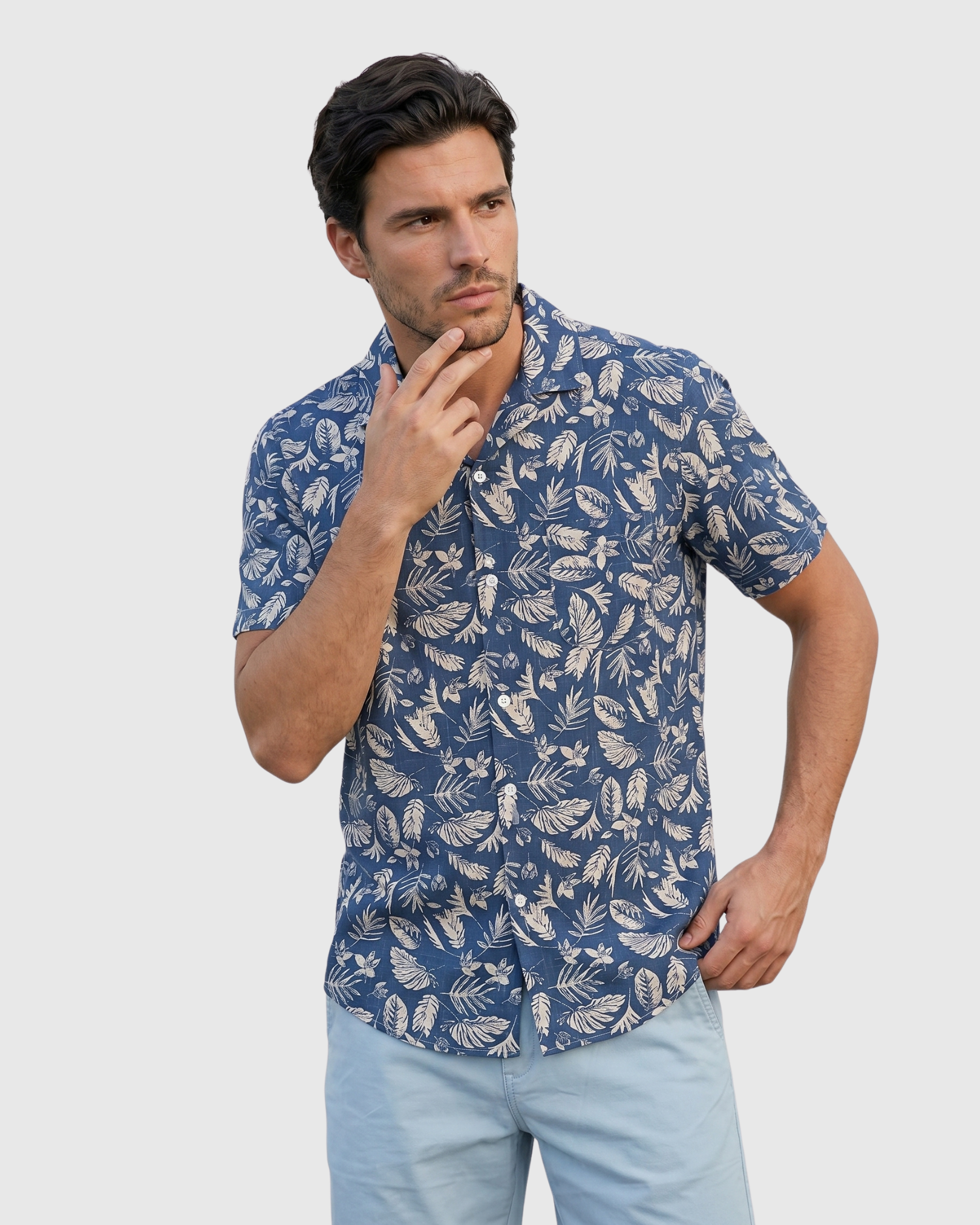 Monochrome Jungle Shirt -Navy Jungle