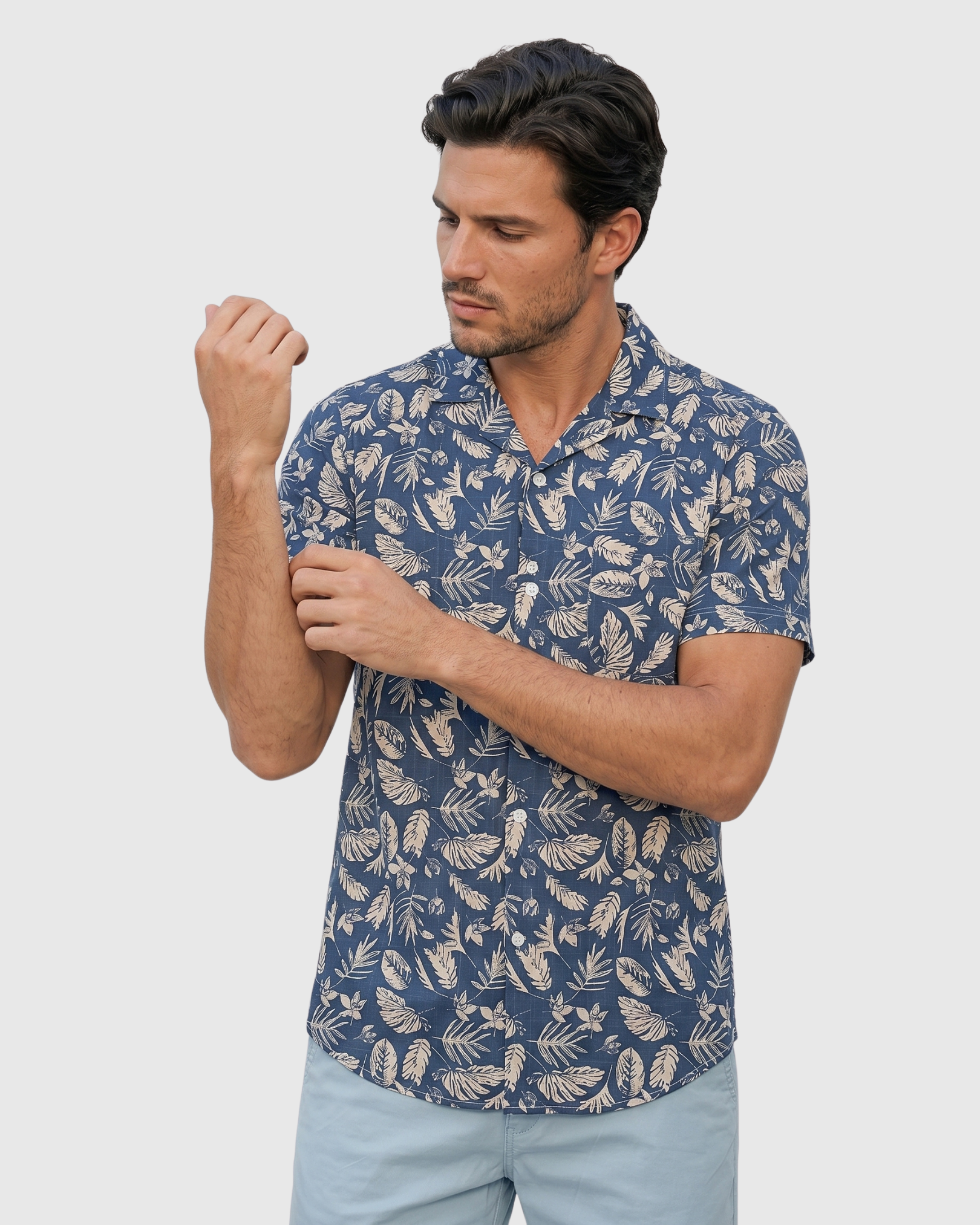 Monochrome Jungle Shirt -Navy Jungle