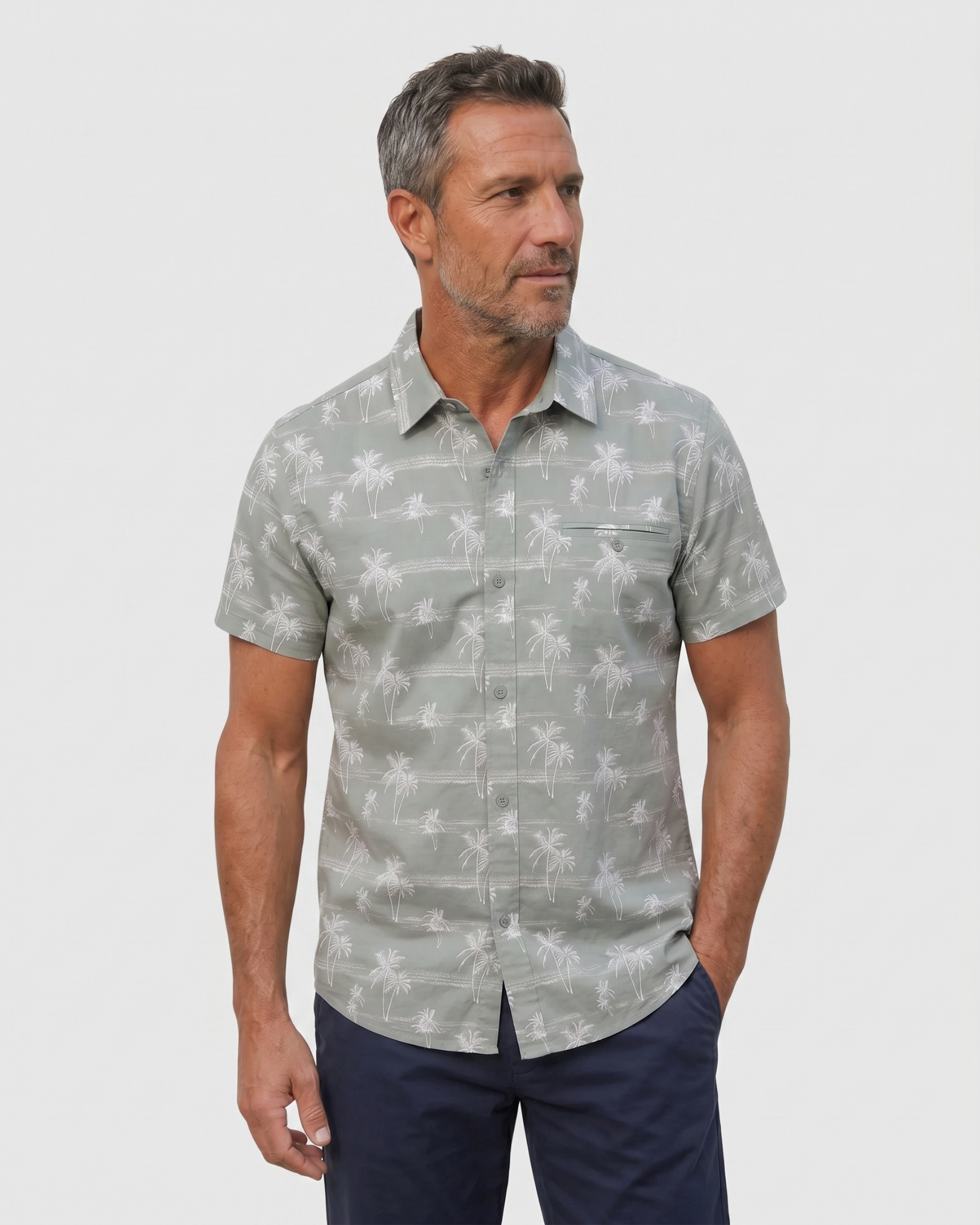 Sahara Palm Shirt - Sage Palm