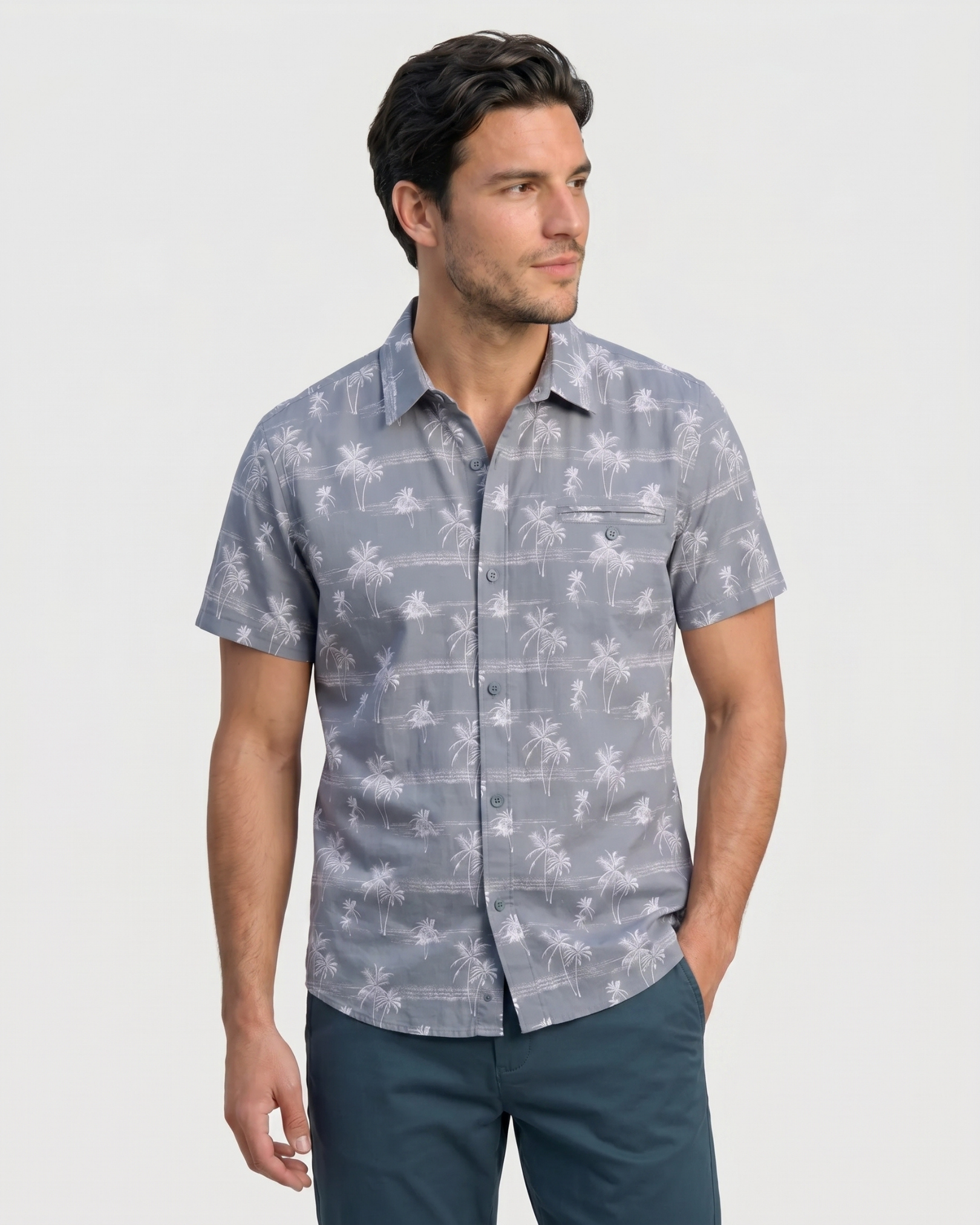 Sahara Palm Shirt - Oasis Blue
