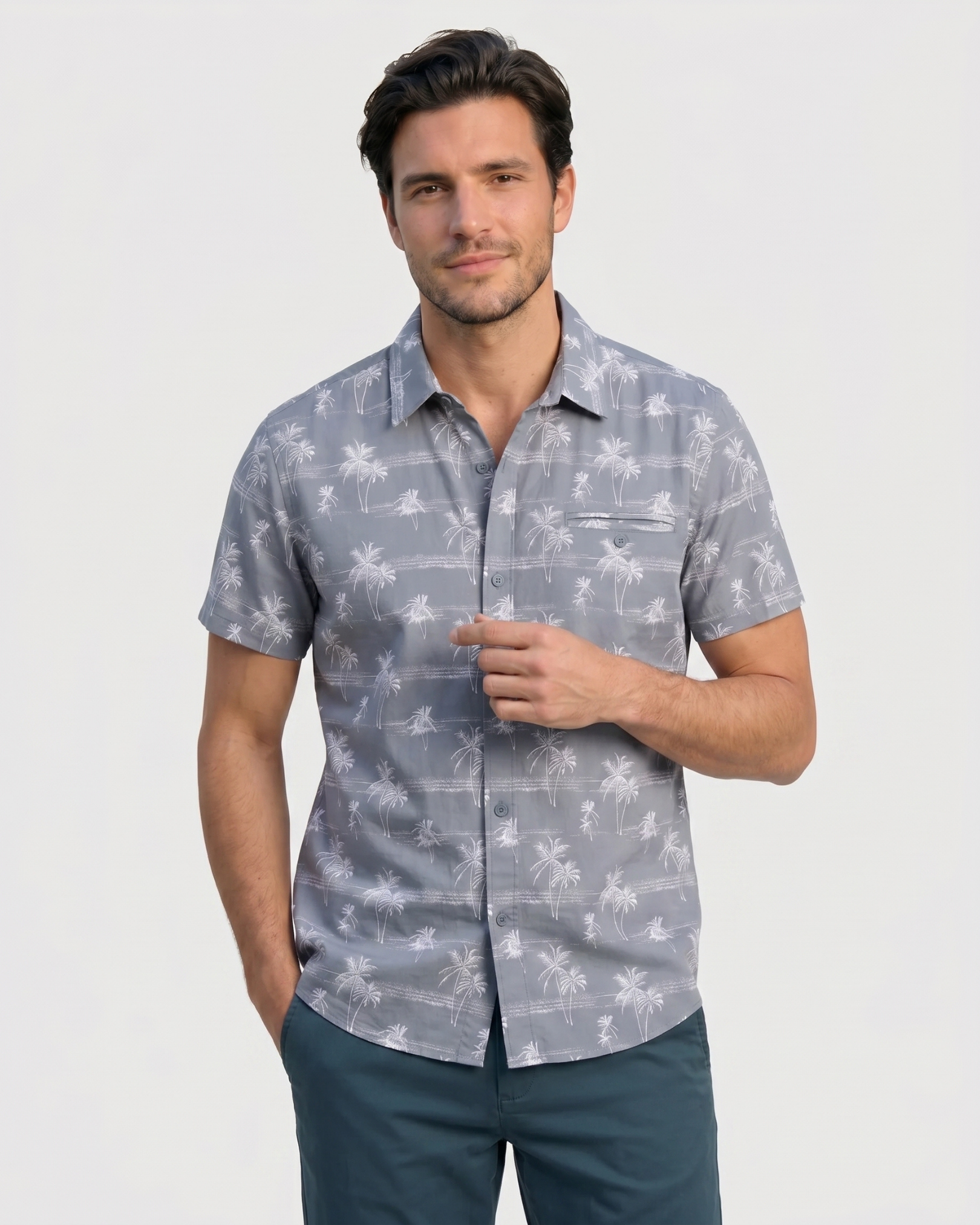 Sahara Palm Shirt - Oasis Blue