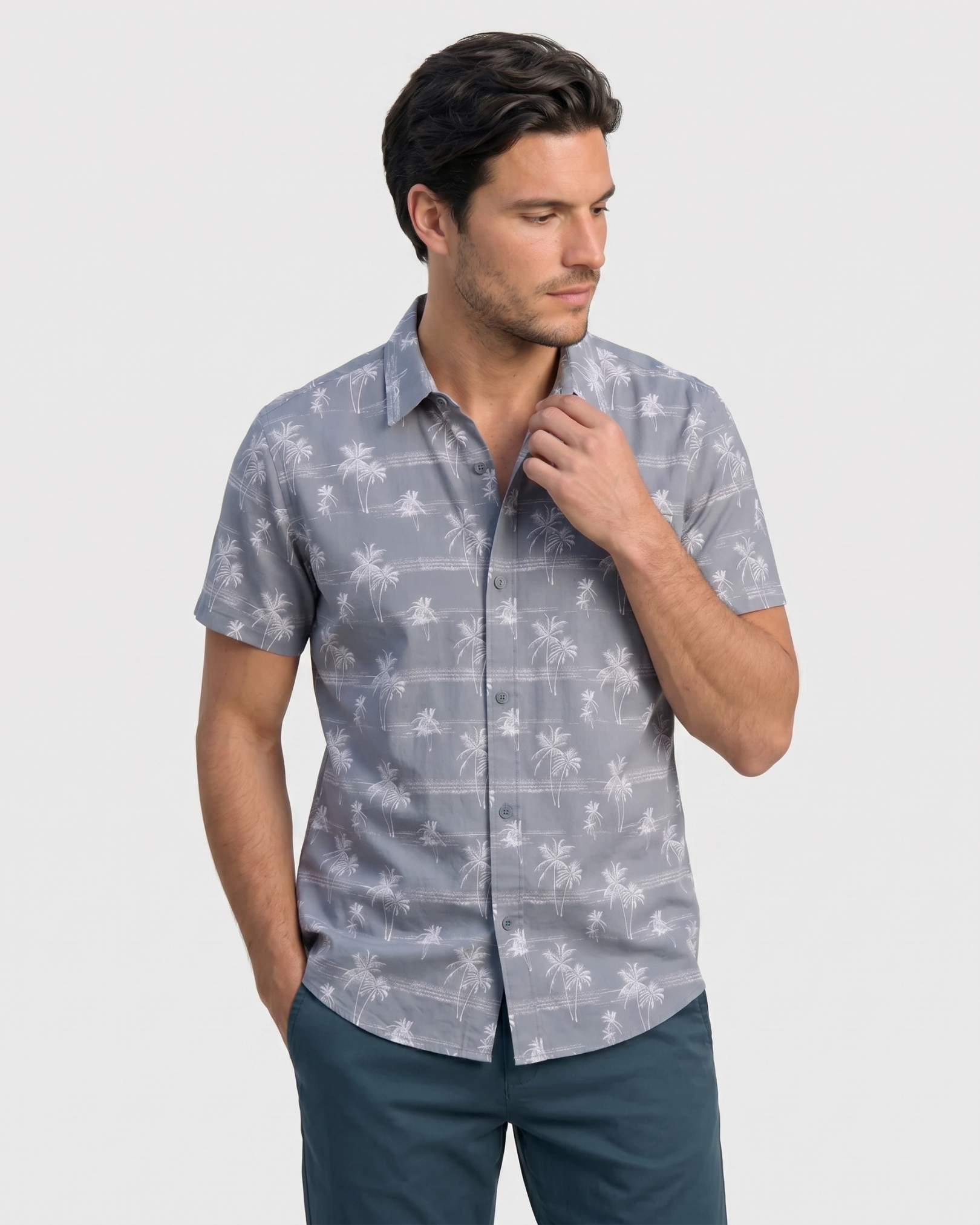 Sahara Palm Shirt - Oasis Blue