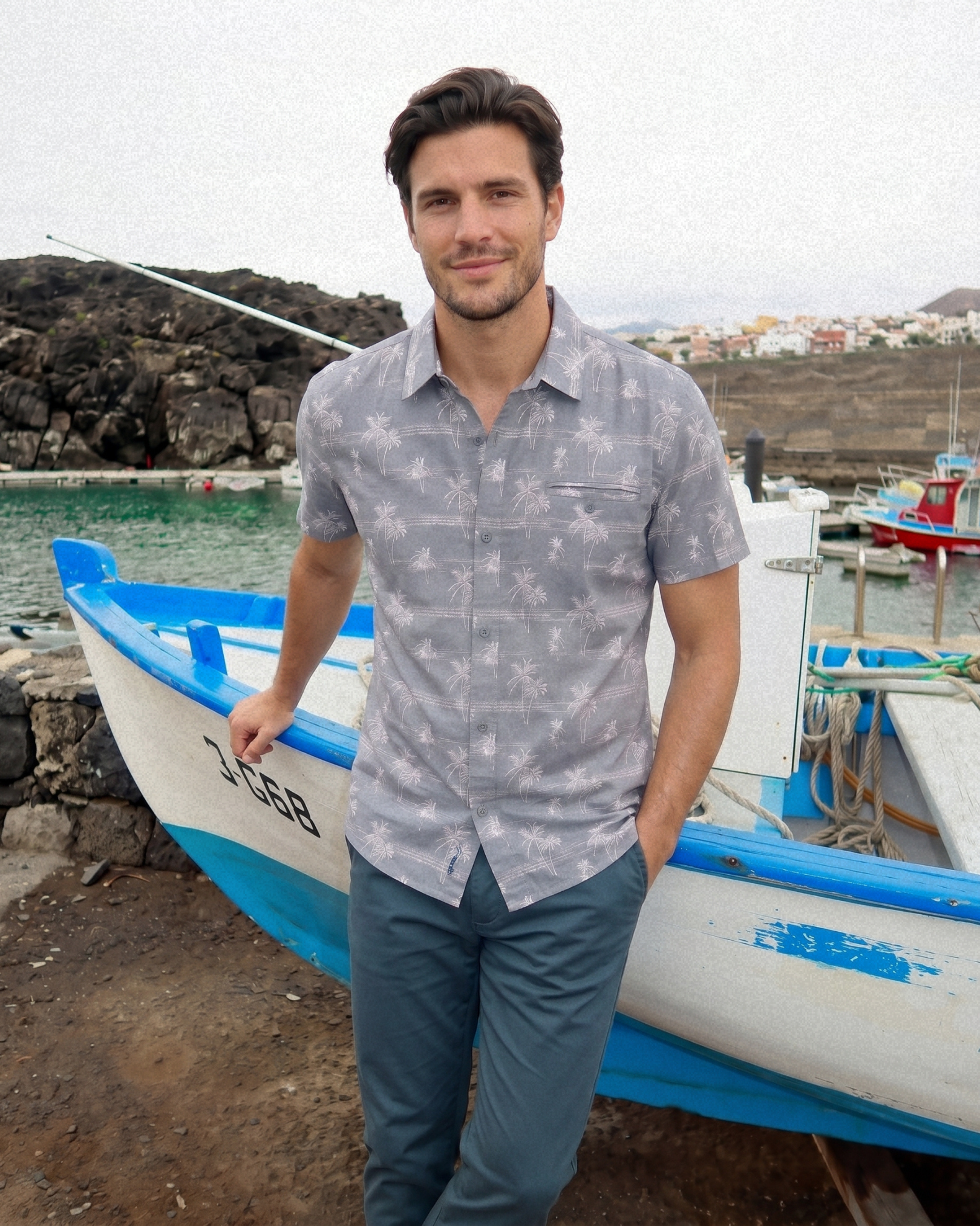 Sahara Palm Shirt - Oasis Blue