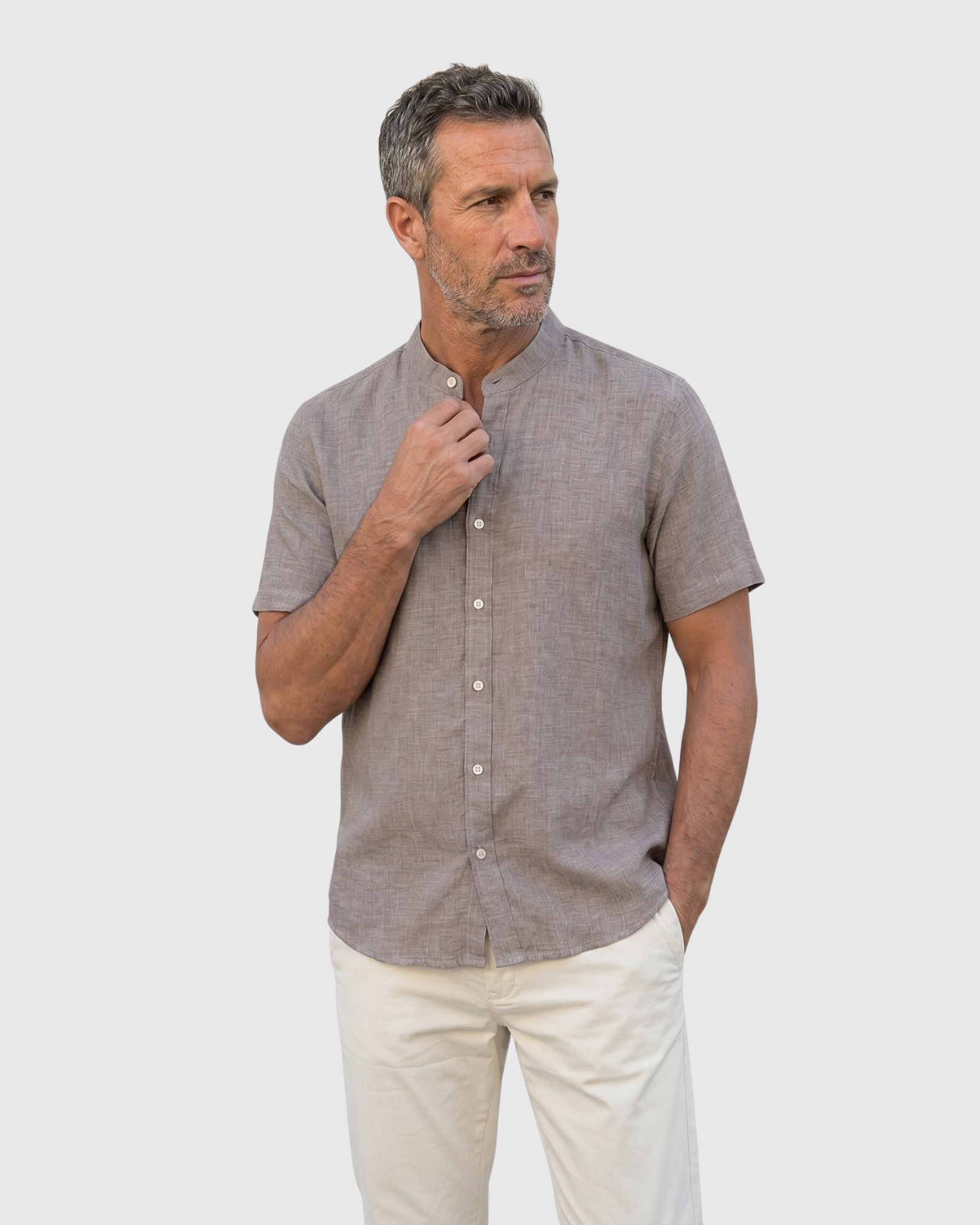 Lagos Mao Shirt - Stone Taupe
