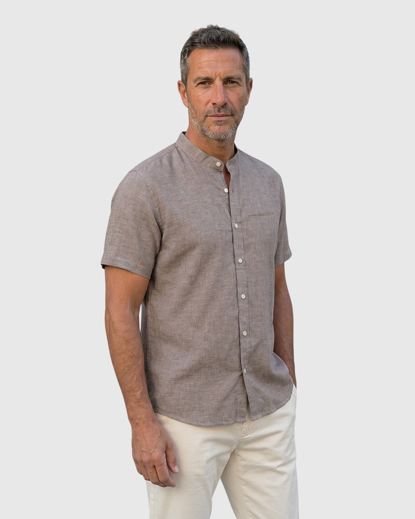 Lagos Mao Shirt - Stone Taupe