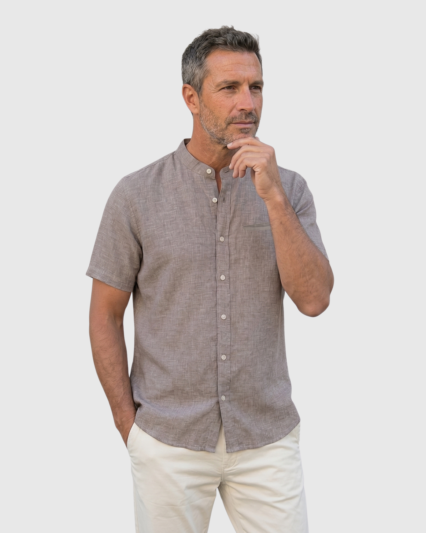 Lagos Mao Shirt - Stone Taupe