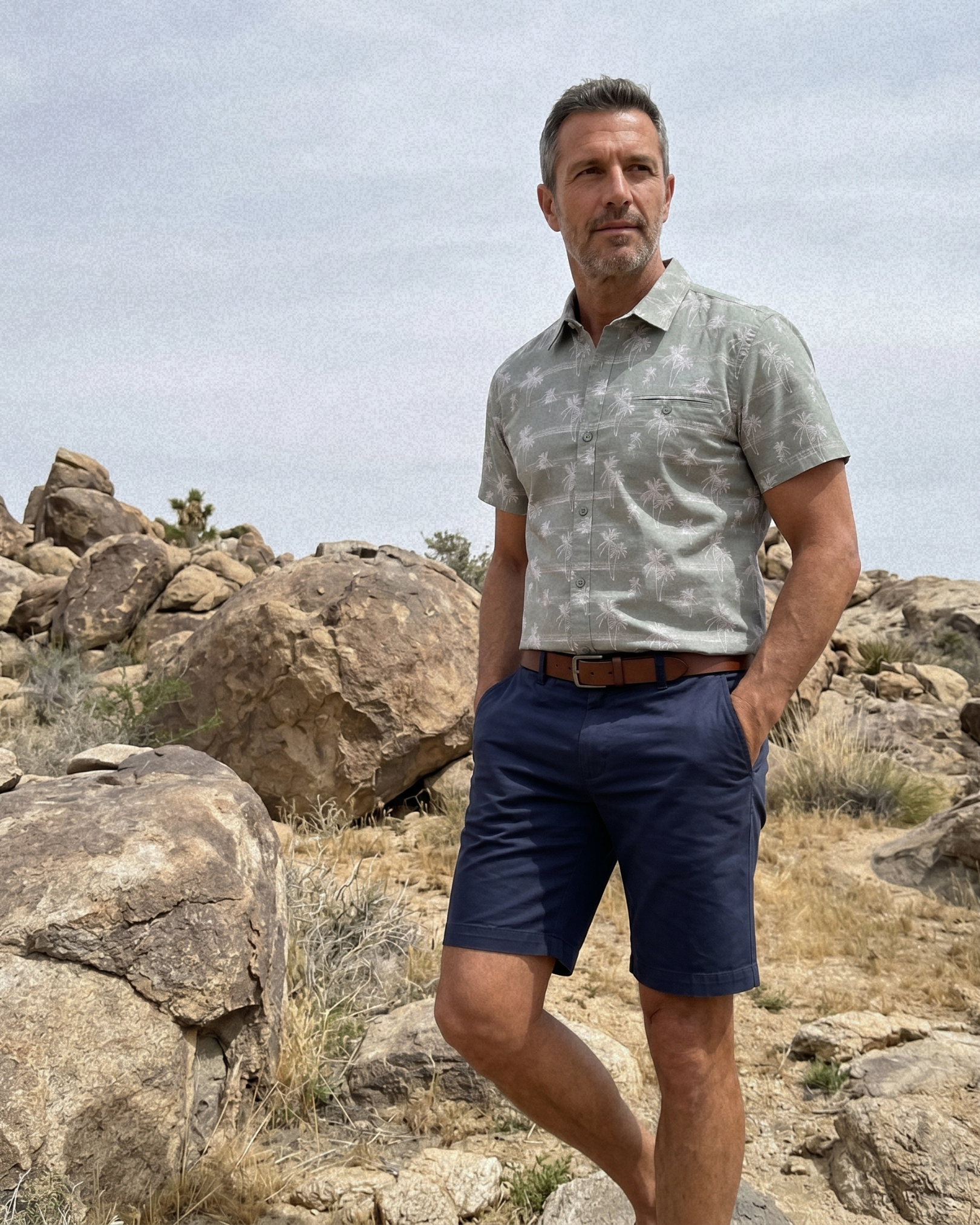 Sahara Palm Shirt - Sage Palm